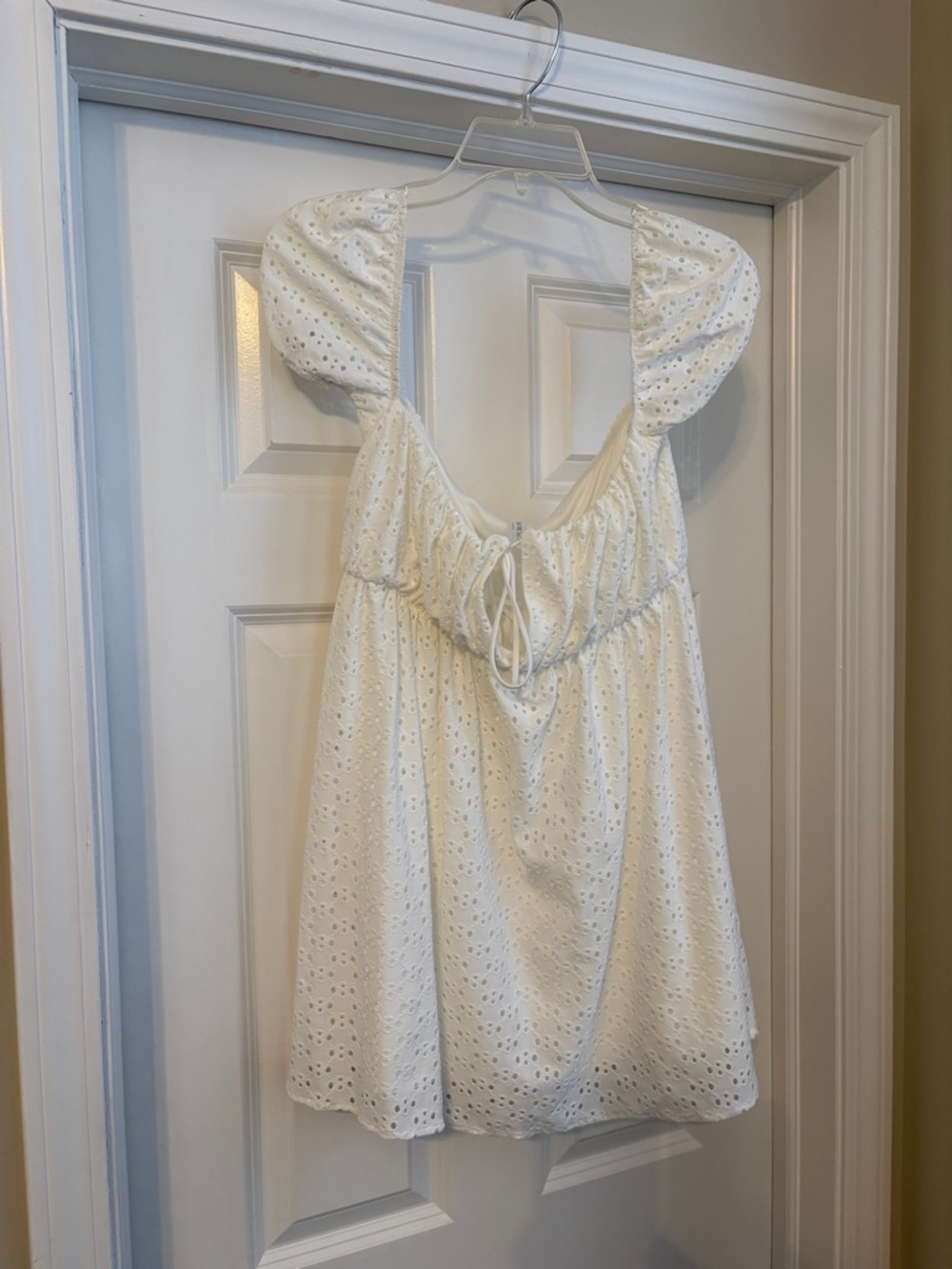 Lucy in the Sky Eyelet Girly Cottagecore Mini White Dress - Picture 4 of 12